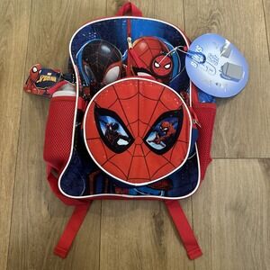 Marvel Spider-Man Kids Backpack & Lunch Bag 5 Piece Set, Spiderman Key Chain NEW